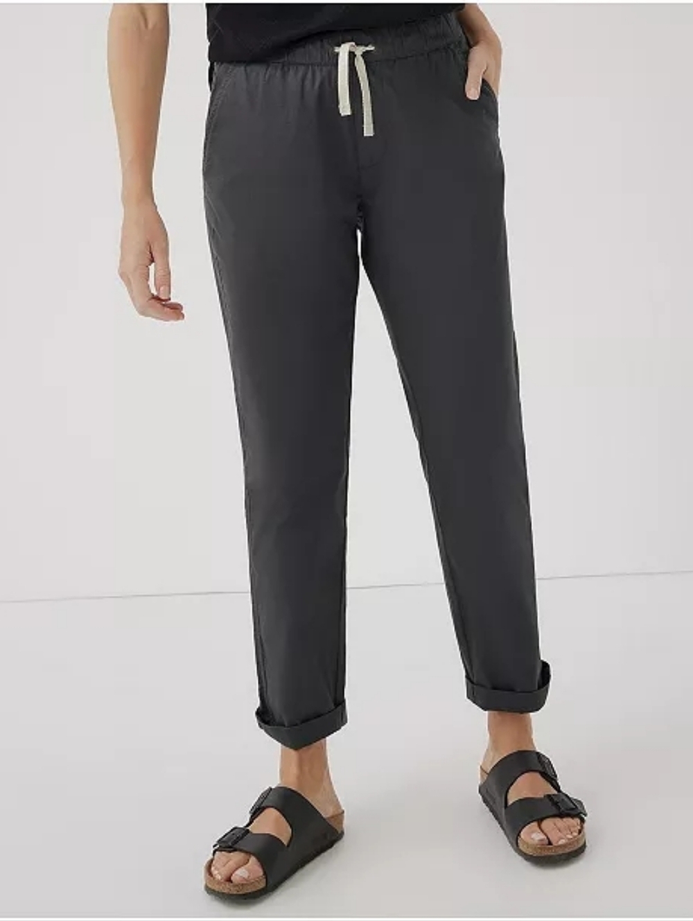 Pact Daily Twill Pants Organic Cotton Drawstring Pants Storm Gray Size L (12-14)